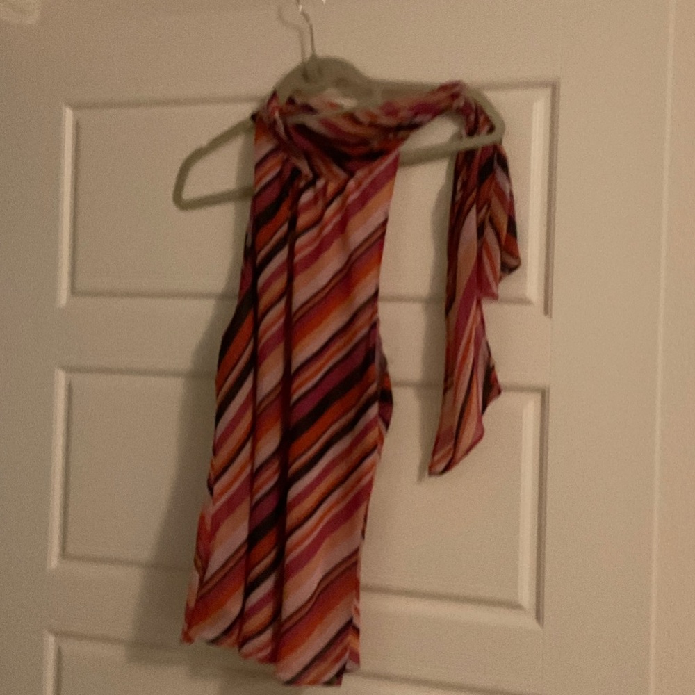 Striped Sleeveless Top with attached Scarf